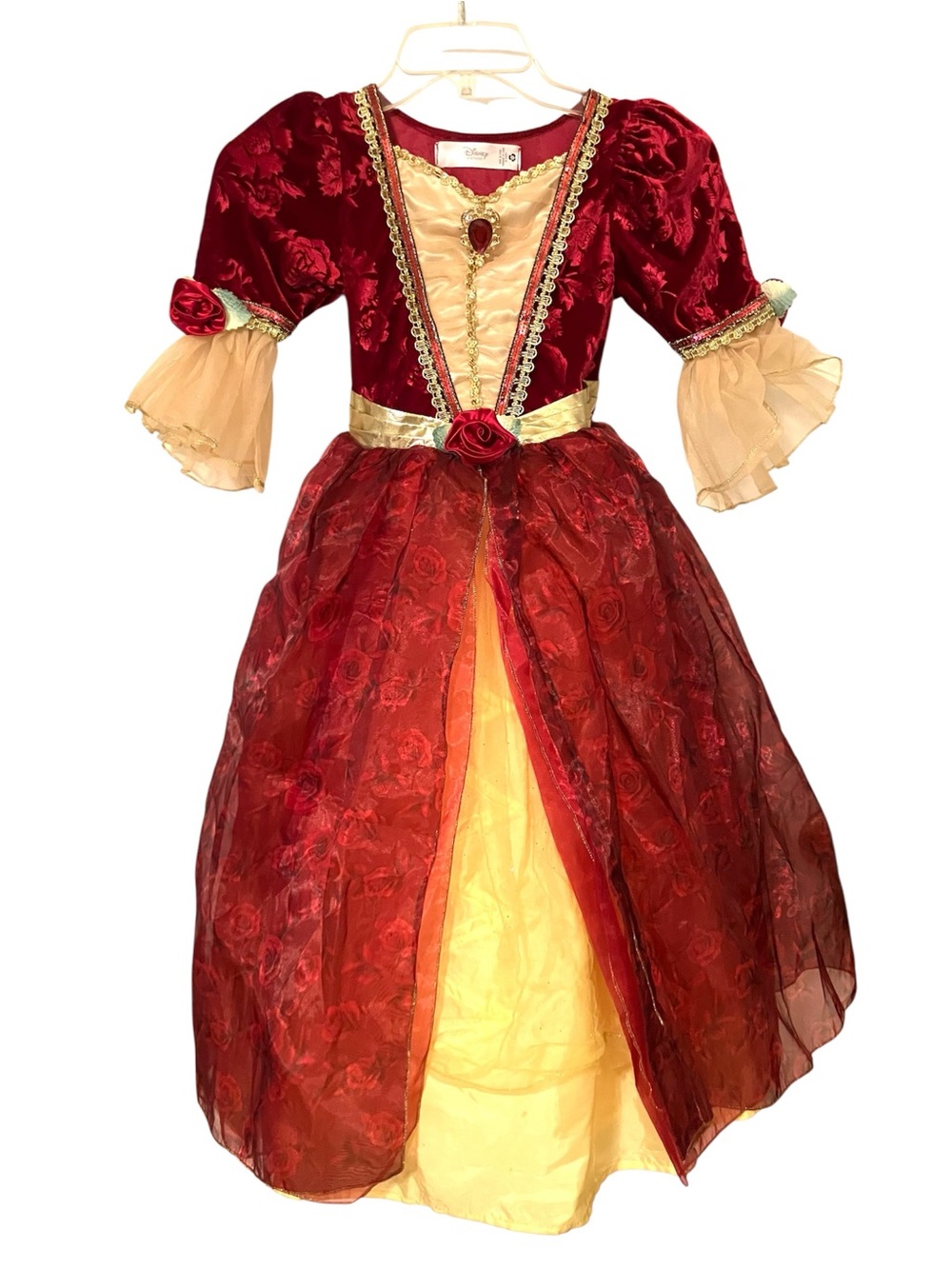 Disney Store Red BELLE Beauty & the Beast Holiday Girls Size 6 Costume Dress